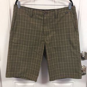 Men's Hurley Shorts - 11" Inseam - Brown & Black Plaid - Size 33